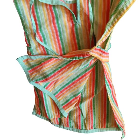 1OF1 Girls 4T Vintage 1970's Striped Cotton Smock With Front Pocket Tie Back - Picture 4 of 4